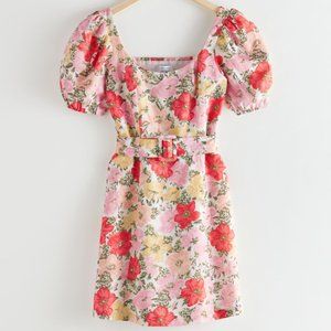 & Other Stories Puff Sleeve Floral Mini Dress